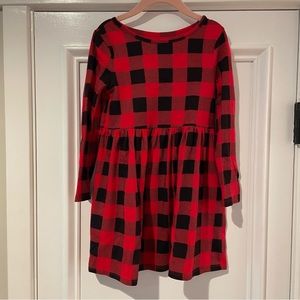 Cat and Jack toddler girls Buffalo check red and black plaid long sleeve dress